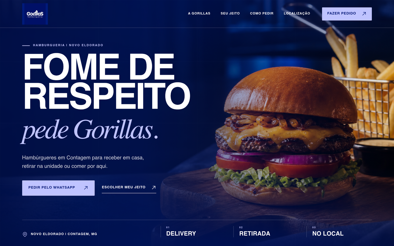Gorillas Hamburgueria em desktop